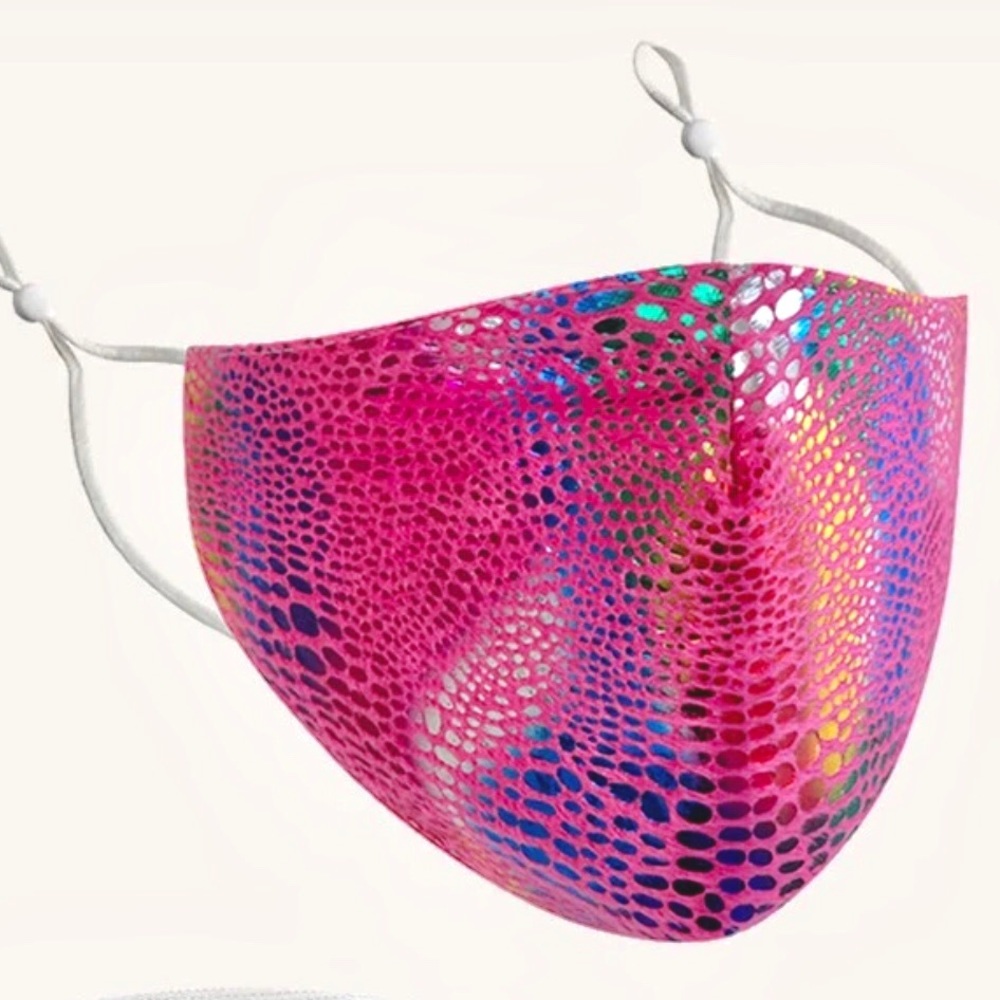 2/$9 Pink Rainbow Snakeskin Face Mask Set - Picture 3 of 10